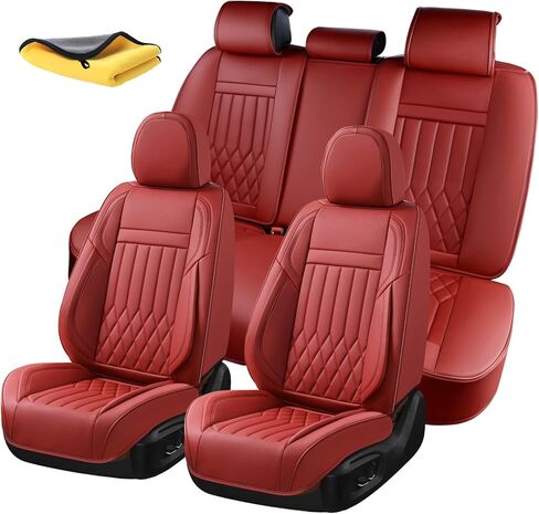 KEYOOG Universal 5-Seater Waterproof Breathable Nappa Leather Car Seat Covers Full Set, Compatible with Toyota Corolla Camry, Lexus LS400, Nissan Rogue, Fit Front Rear Seats Most Sedans SUV- Gray in Kuwait