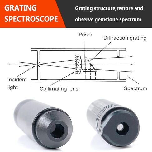 مطياف محمول باليد، مطياف حيود صريف الأحجار الكريمة، عدسة عينية 5 مم، عدسة موضوعية 3 مم، للتعرف السريع على مجوهرات الأحجار الكريمة العتيقة in Kuwait