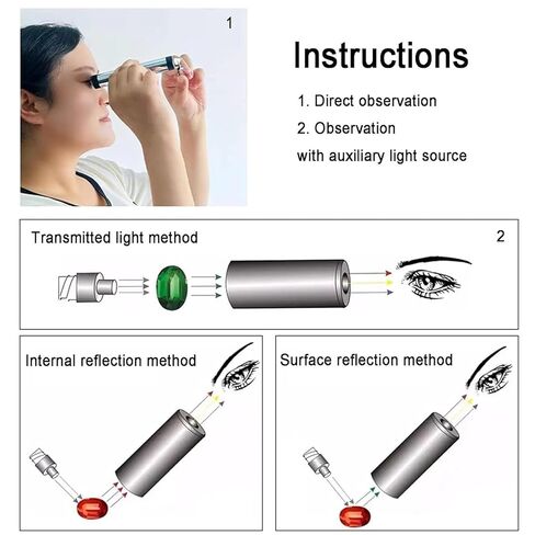 مقياس حيود الأحجار الكريمة، مطياف حيود محمول، قطر 22 مم، عدسة عينية 8 مم، أحجار كريمة سريعة التحديد، تصميم جيب محمول، للتحف والمجوهرات والمعارض in Kuwait