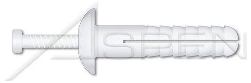 (1000 pcs) 1/4" X 1-1/2", Drive Pin Rivets, Nylon Body/Nylon Pin, Mushroom Head, White Nylon in Saudi Arabia