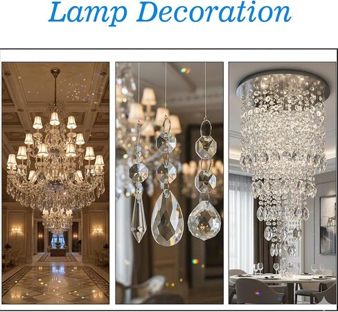 66 Pack Chandelier Crystal Prism Replacement, 38mm Hanging Clear Crystal Glass Bead Prisms 20mm Chandelier Crystals Modern for Foyer Wedding Lamp Windows Christmas Tree Decoration in Saudi Arabia