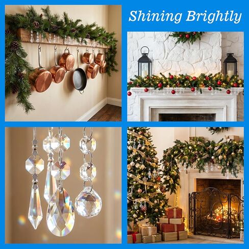 66 Pack Chandelier Crystal Prism Replacement, 38mm Hanging Clear Crystal Glass Bead Prisms 20mm Chandelier Crystals Modern for Foyer Wedding Lamp Windows Christmas Tree Decoration in Saudi Arabia