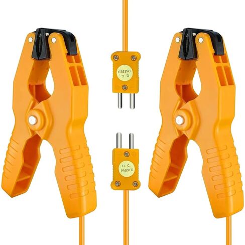 2Pcs HVAC Temperature Clamp, K-Type Thermocouple Pipe Clamp, Pipe Temperature Probe for Multimeter/HVAC, Measure Range -40°F to 392°F in Kuwait