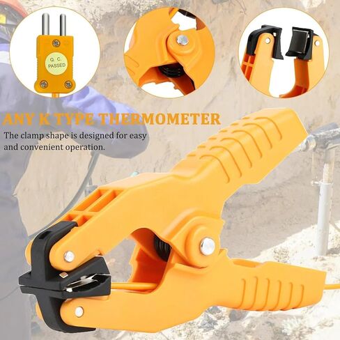 2Pcs HVAC Temperature Clamp, K-Type Thermocouple Pipe Clamp, Pipe Temperature Probe for Multimeter/HVAC, Measure Range -40°F to 392°F in Kuwait