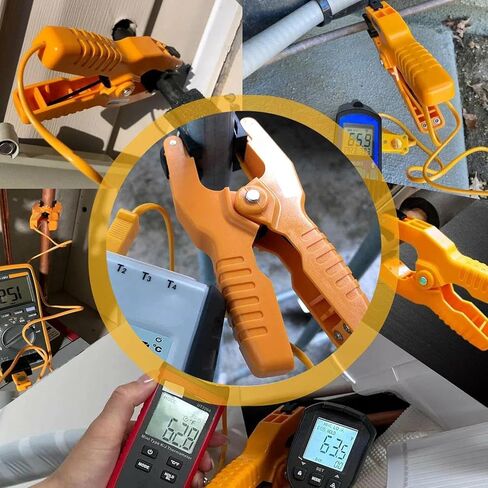 2Pcs HVAC Temperature Clamp, K-Type Thermocouple Pipe Clamp, Pipe Temperature Probe for Multimeter/HVAC, Measure Range -40°F to 392°F in Kuwait
