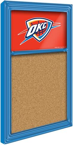The Fan-Brand NBA Oklahoma City Thunder: Cork Note Board- Sports Decor for Home, Game Room, Fan Cave & Garage - USA Made in Saudi Arabia