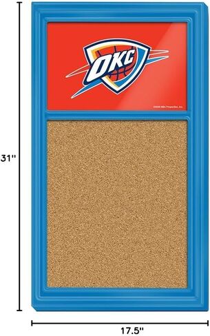 The Fan-Brand NBA Oklahoma City Thunder: Cork Note Board- Sports Decor for Home, Game Room, Fan Cave & Garage - USA Made in Saudi Arabia