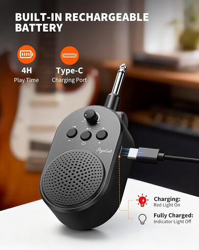 Mini Guitar Amp, 5W Portable Electric Practice Amp with Volume Control, Plug and Play, BT Rechargeable Plug-in Small Speaker for Guitar/Bass/Electric Instruments in Saudi Arabia