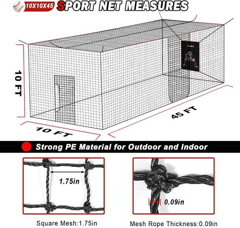 Baseball Softball Batting Cage Net with Realistic Catcher, Net Only, Backyard Practice Batting Cage Net, Heavy Duty Multi-Purpose Sports Net with Door in Saudi Arabia