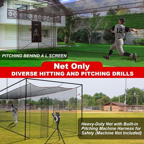 Baseball Softball Batting Cage Net with Realistic Catcher, Net Only, Backyard Practice Batting Cage Net, Heavy Duty Multi-Purpose Sports Net with Door in Saudi Arabia