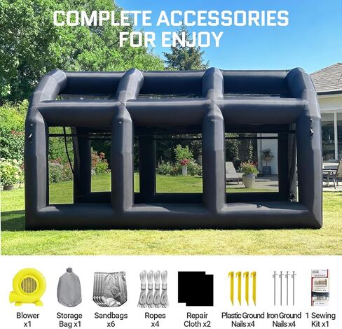 OZIS Inflatable Tennis Tent Baseball Batting Cage with Blower,Durable Inflatable Tennis Tent Baseball Softball Court Training Equipment Batting & Pitching Cage for Indoor/Outdoor Backyard Plays(Black in Kuwait