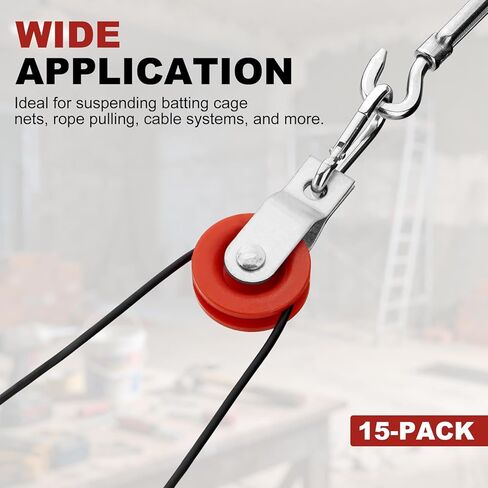1-7/8" Nylon Pulleys for Batting Cage Cable Kit Smooth Sliding, 15PCS Red in Saudi Arabia
