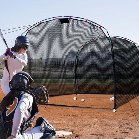 قفص ضرب البيسبول للفناء الخلفي: شبكة ضرب محمولة مقاس 10 × 8 أقدام للشباب، شبكة تمرين على شكل حرف L مع حقيبة حمل للمراهقين in Kuwait