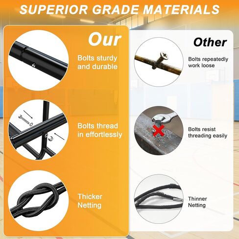 عربة بيسبول بعجلات، حامل كرات رياضية كبيرة، حامل كرة لينة، قفص الضرب يحمل ما يصل إلى 300 كرة بيسبول أو 150 كرة لينة، 17.71 بوصة عرض × 25.59 بوصة طول × 47.24 بوصة ارتفاع، (أسود) in Kuwait