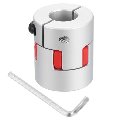 uxcell D30 L35 8mm to 14mm Flexible Plum Shaft Coupling Aluminum Motor Connector Flexible Spider Coupler for 3D Printer CNC Machine and Servo Stepper Motor (Silver Tone/Red) in Kuwait