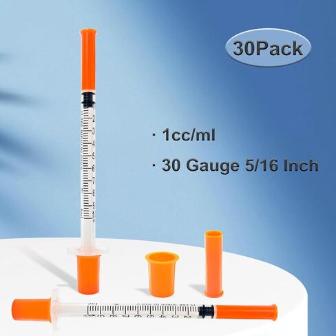 30 Pack U-100 1ml 30G 5/16 Inch 8mm Jeringa, Individual Wrapped in Kuwait
