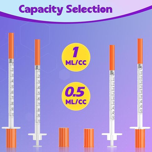 Syringes 1ml 31G 5/16" 8mm Needle U-100 1cc Syringe Disposable Lab Supplies, 100 Pack in Kuwait
