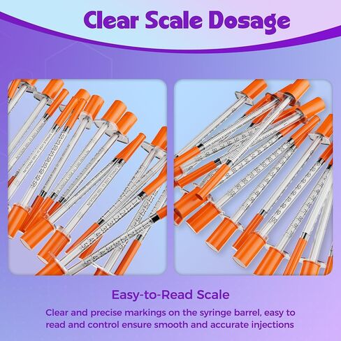 Syringes 1ml 31G 5/16" 8mm Needle U-100 1cc Syringe Disposable Lab Supplies, 100 Pack in Kuwait