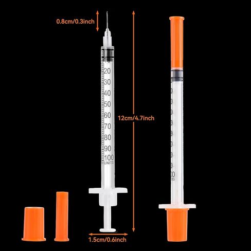 50 PACK U-100 Syringes 30G 5/16" 1ml/cc, Disposable Syringe, Lab Supplies, Individual Wrapped, Pack of 50 in Kuwait