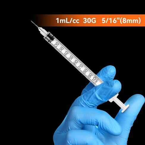 50 PACK U-100 Syringes 30G 5/16" 1ml/cc, Disposable Syringe, Lab Supplies, Individual Wrapped, Pack of 50 in Kuwait
