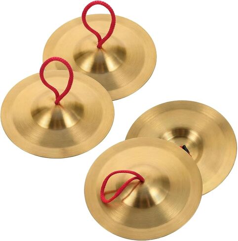 Foraineam 4 Pcs Small Brass Hand Cymbals 5.8 inch Mini Copper Hand Cymbal Gong Band Rhythm Beats Percussion Musical Instrument for Opera and Military Drums Performance, Rhythm Practice in Saudi Arabia