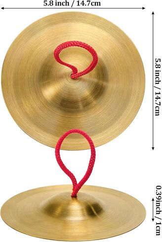 Foraineam 4 Pcs Small Brass Hand Cymbals 5.8 inch Mini Copper Hand Cymbal Gong Band Rhythm Beats Percussion Musical Instrument for Opera and Military Drums Performance, Rhythm Practice in Saudi Arabia