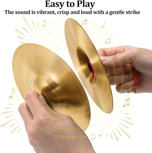 Foraineam 4 Pcs Small Brass Hand Cymbals 5.8 inch Mini Copper Hand Cymbal Gong Band Rhythm Beats Percussion Musical Instrument for Opera and Military Drums Performance, Rhythm Practice in Saudi Arabia