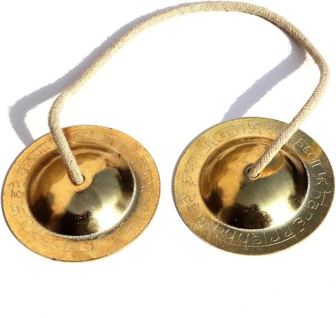 Indian Traditional Brass Manjeera | Manjira Musical Instruments Music Pooja | Puja Hand Cymbals for Hindu Bhajans Bell Religious small | Dia 3 Inches approx. in Saudi Arabia