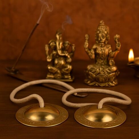 Indian Traditional Brass Manjeera | Manjira Musical Instruments Music Pooja | Puja Hand Cymbals for Hindu Bhajans Bell Religious small | Dia 3 Inches approx. in Saudi Arabia