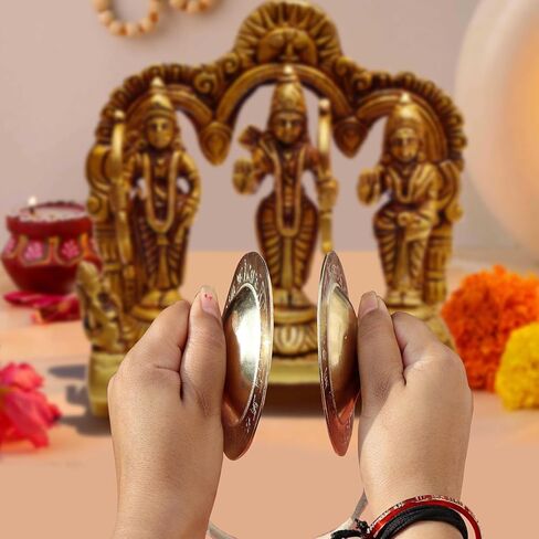 Indian Traditional Brass Manjeera | Manjira Musical Instruments Music Pooja | Puja Hand Cymbals for Hindu Bhajans Bell Religious small | Dia 3 Inches approx. in Saudi Arabia