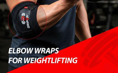 Fitness Elbow Wraps Weightlifting (Pair) 39" Adjustable Brace Joint Support Pain Relief Tendonitis Elbow Straps Weight Lifting Bench Press Gym Workouts Bands Men & Women in Saudi Arabia