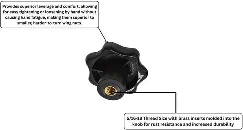 Big Horn 19702B-5PK 2" T Knob 3/8-16 (5/PK) in Saudi Arabia
