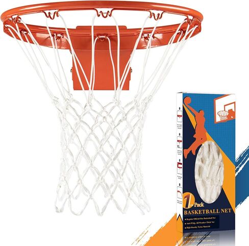 استبدال شبكة كرة السلة الاحترافية، 12 حلقة من النايلون عالي التحمل، شبكة طوقية لكرة السلة مضادة للسوط لجميع الأحوال الجوية تناسب الإطارات الداخلية والخارجية القياسية، تغليف صندوق هدايا in Kuwait