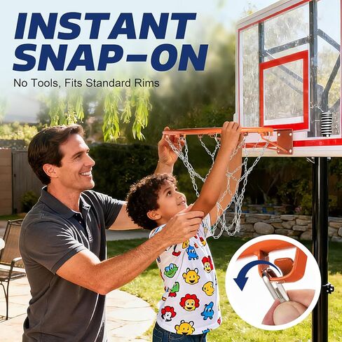Chain Basketball Net Replacement - 21" Heavy Duty Rust Proof Galvanized Steel, All-Weather 12 Loops with Locking S-Hooks, Quick Installation for Standard Indoor/Outdoor Hoops in Kuwait