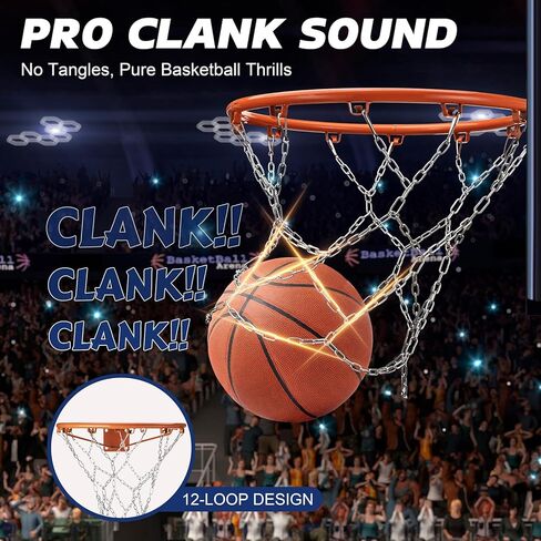 Chain Basketball Net Replacement - 21" Heavy Duty Rust Proof Galvanized Steel, All-Weather 12 Loops with Locking S-Hooks, Quick Installation for Standard Indoor/Outdoor Hoops in Kuwait