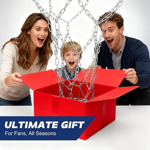 Chain Basketball Net Replacement - 21" Heavy Duty Rust Proof Galvanized Steel, All-Weather 12 Loops with Locking S-Hooks, Quick Installation for Standard Indoor/Outdoor Hoops in Kuwait