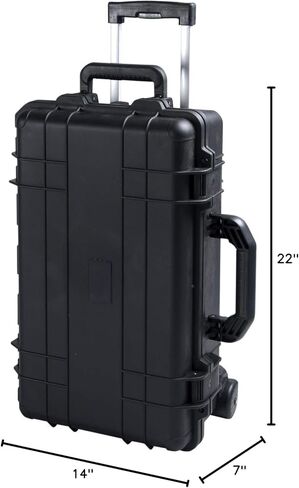 CB022 B حقيبة أدوات مقولبة مقاس 22 × 14 × 7 بوصة مع عجلات، باللون الأسود in Kuwait