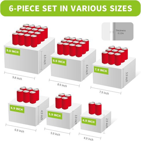 6 Pcs Buffet Risers（Size：5''-6''-7''-8''-9''-10'',Food Risers for Buffet Table，White Acrylic Cube Display Risers Shelf for Catering, Party, Jewelry & Collectibles in Saudi Arabia