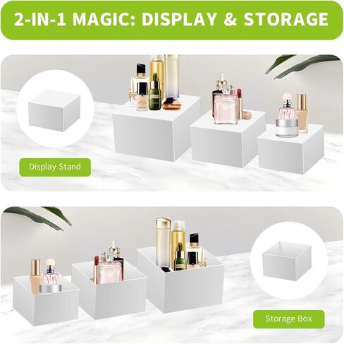 6 Pcs Buffet Risers（Size：5''-6''-7''-8''-9''-10'',Food Risers for Buffet Table，White Acrylic Cube Display Risers Shelf for Catering, Party, Jewelry & Collectibles in Saudi Arabia
