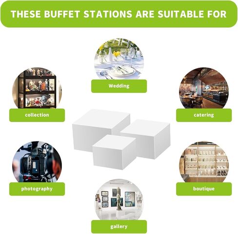 6 Pcs Buffet Risers（Size：5''-6''-7''-8''-9''-10'',Food Risers for Buffet Table，White Acrylic Cube Display Risers Shelf for Catering, Party, Jewelry & Collectibles in Saudi Arabia
