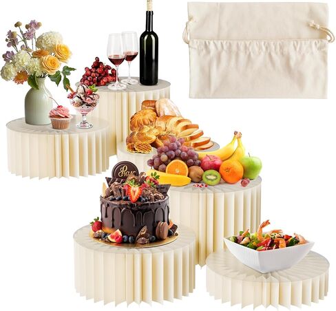 Yeasfe 6 Pcs Buffet Risers, Food Display Risers for Buffet Table, Food Risers for Display Party Food Stand with Anti-Wear Panels, Food Display Risers for Party, Weeding, White in Saudi Arabia