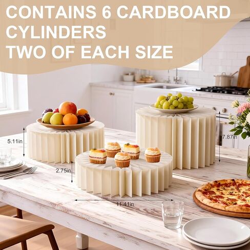 Yeasfe 6 Pcs Buffet Risers, Food Display Risers for Buffet Table, Food Risers for Display Party Food Stand with Anti-Wear Panels, Food Display Risers for Party, Weeding, White in Saudi Arabia