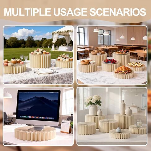 Yeasfe 6 Pcs Buffet Risers, Food Display Risers for Buffet Table, Food Risers for Display Party Food Stand with Anti-Wear Panels, Food Display Risers for Party, Weeding, White in Saudi Arabia