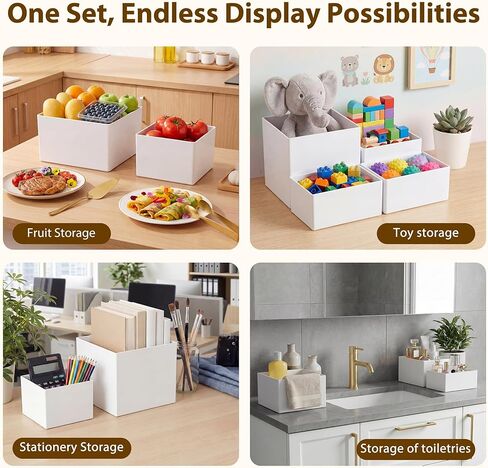 10 قطع من أدوات رفع البوفيه مع لافتة صغيرة وملقط تقديم الطعام، حامل عرض الطعام من الأكريليك الأبيض لطاولات البوفيه وحفلات تقديم الطعام وصناديق تعشيش الحلوى مع قاعدة مجوفة (10"، 9"، 8"، 7"، 6"، 5"، 5"، 4"، 4"، 3") in Kuwait