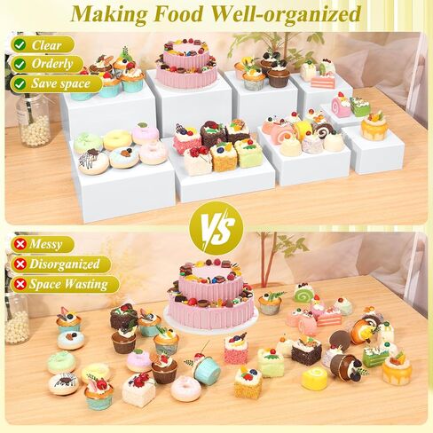 9 قطع من حاملات وحوامل البوفيه البيضاء | رافعات عرض الطعام لطاولة البوفيه | ستاندات أكريليك مع لافتات وأقلام | صناديق مكعبة للحفلات، أعياد الميلاد، الزفاف، تقديم الطعام، التشكيلة | الحجم 10''-9''-8''-7''-6''-5'' in Kuwait