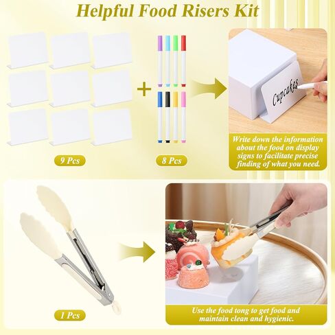 9 قطع من حاملات وحوامل البوفيه البيضاء | رافعات عرض الطعام لطاولة البوفيه | ستاندات أكريليك مع لافتات وأقلام | صناديق مكعبة للحفلات، أعياد الميلاد، الزفاف، تقديم الطعام، التشكيلة | الحجم 10''-9''-8''-7''-6''-5'' in Kuwait