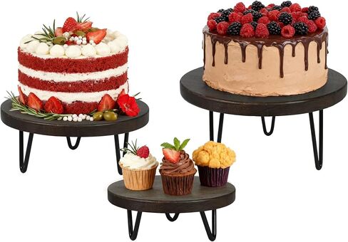 3 Pcs Buffet Risers, Wood Round Food Riser Dessert Table Display Stand Set for Party Wood Cupcake Stands Nesting Table for Home Decor (Natural) in Saudi Arabia