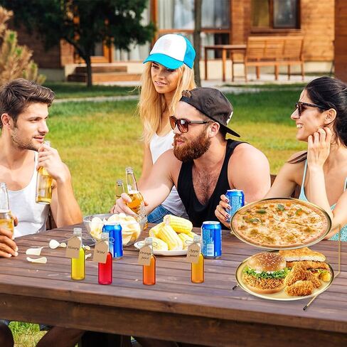GRETJOB 12 Pcs Pizza Pan Riser Stand Set, 4 Metal Pizza Table Stands + 4 Nonstick Pizza Pans + 4 Pie Servers, Gold Pizza Rack & Tray for Baking, Dessert, Cheese, Party, and Restaurant Use (Gold) in Saudi Arabia