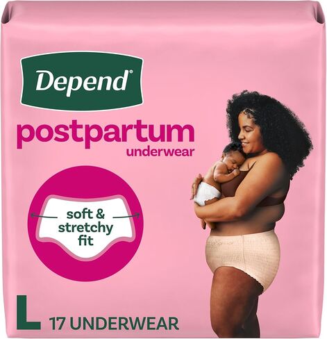 Depend Postpartum Underwear for Women, Adult Incontinence Underwear, Maximum Absorbency, Medium, 18 Count in Kuwait