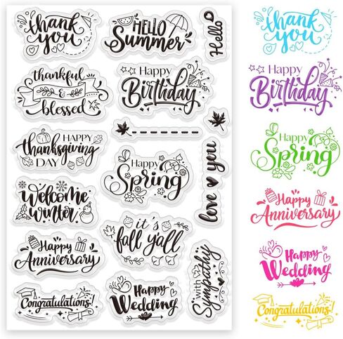 INFUNLY Retro Birds Flowers Clear Stamps for Card Making Insects and Text Stamps Transparent Silicone Stamps Butterfly Clear Stamp Musical Note Text Clear Stamps for DIY Scrapbooking Photo Album Decor in Saudi Arabia